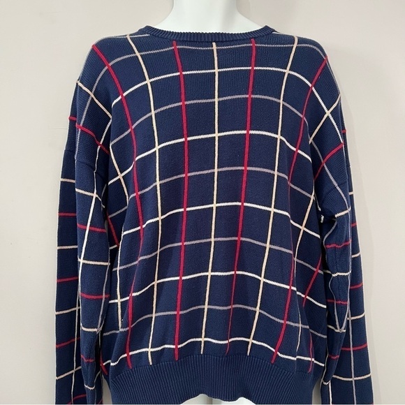 Vintage Orvis Blue Striped Cotton Crewneck Sweater | Classic Preppy Style Large - Picture 12 of 13